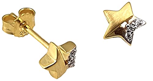 Ohrringe Stecker Stern Zirkonia echt Gold 333 Gelbgold Unisex Damen Ohrstecker von Nicht Zutreffend