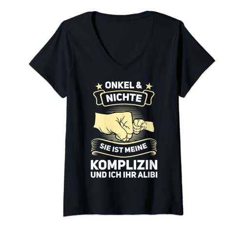 Damen Onkel & Nichte Meine Komplizin ich Ihr Alibi Onkel Nichte T-Shirt mit V-Ausschnitt Damen Onkel & Nichte Meine Komplizin ich Ihr Alibi Onkel Nichte T-Shirt mit V-Ausschnitt von Nichte & Nichten Geschenk