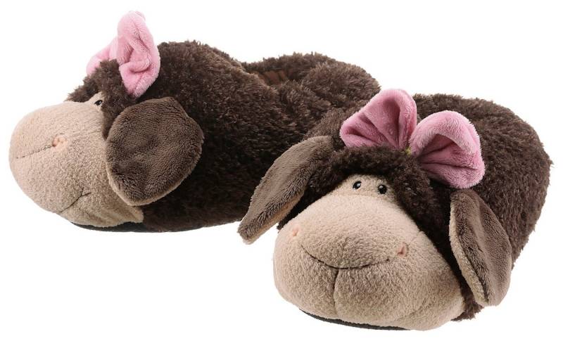 Nici JOLLY Coco Schaf Plüsch Hausschuhe Pantoffel mit Schaf Motiv und hübscher Schleife von Nici