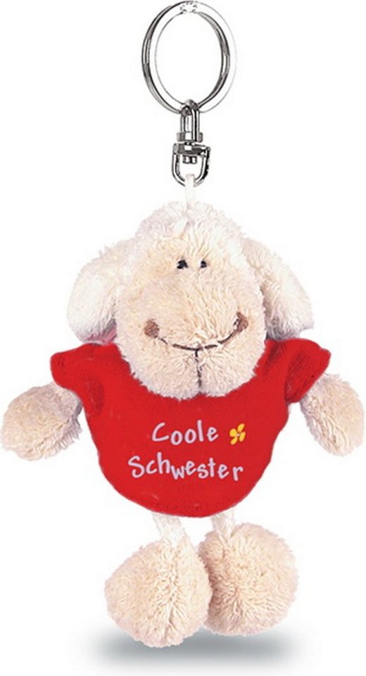 Schlüsselanhänger NICI 31554 Schaf weiß Schlüsselanhänger 10 cm, mit rotem T-Shirt Coole Schwester von Nici