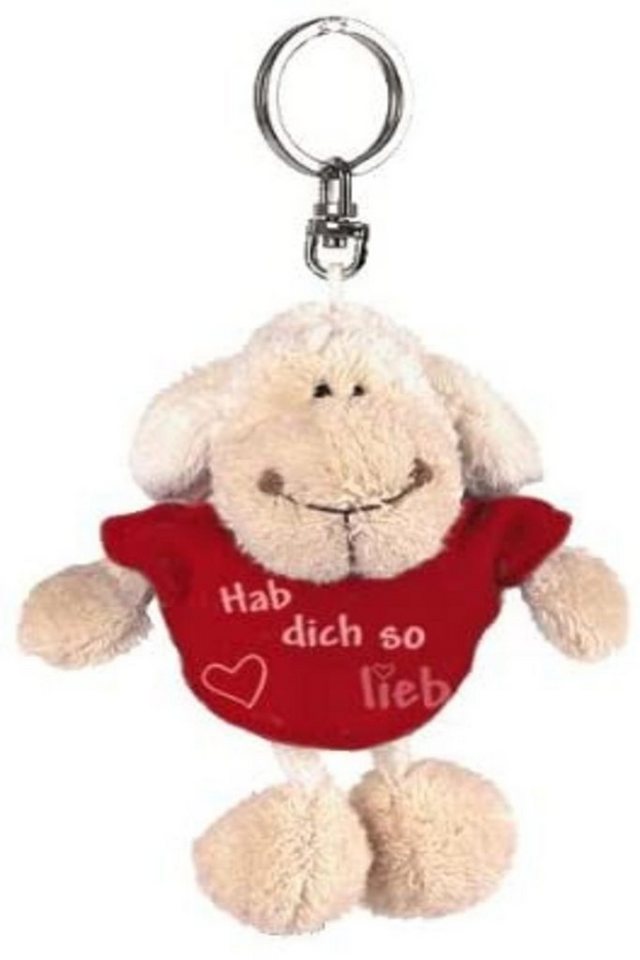 Schlüsselanhänger NICI 31559 Schaf weiß Hab Dich so lieb Schlüsselanhänger 10 cm, mit rotem T-Shirt von Nici