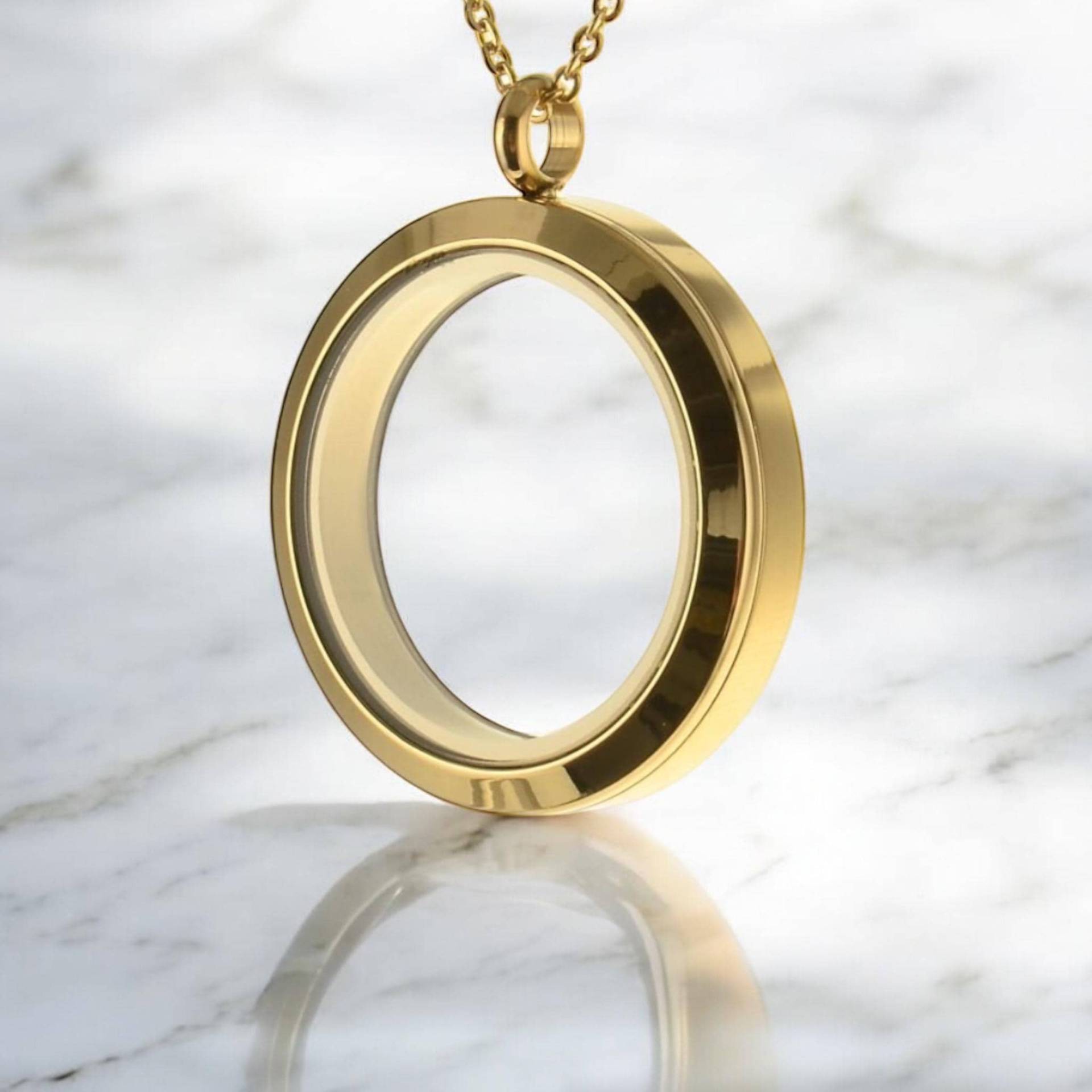 Personalisierter Ascheschmuck Rund Medaillon Gold - Erinnerungsschmuck Mit Asche, Fell Oder Erde Runder Anhänger Aus Edelstahl & Glas Personalisierter Ascheschmuck Rund Medaillon Gold - Erinnerungsschmuck Mit Asche, Fell Oder Erde Runder Anhänger Aus Edelstahl & Glas von NicisResinunikate