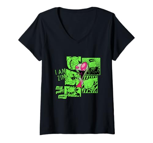 Damen Invader Zim Zim Screaming Doom Comic Panels Collage T-Shirt mit V-Ausschnitt Damen Invader Zim Zim Screaming Doom Comic Panels Collage T-Shirt mit V-Ausschnitt von Nickelodeon