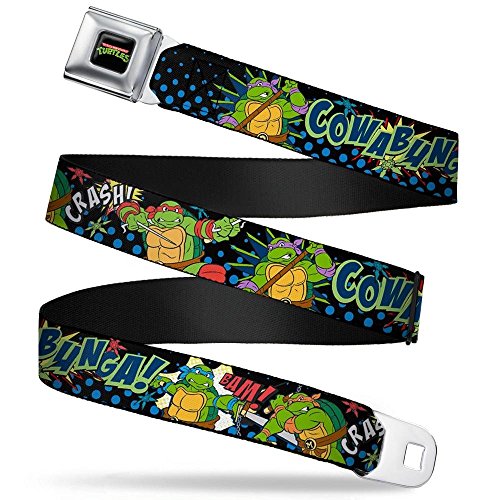 Nickelodeon Gürtel Logo Full Color Seatbelt Belt-Classic TMNT Turtles Pose12 Cowabunga Pop Art Webbing, Mehrfarbig, 4 cm Breit-61/97 cm Länge von Buckle-Down