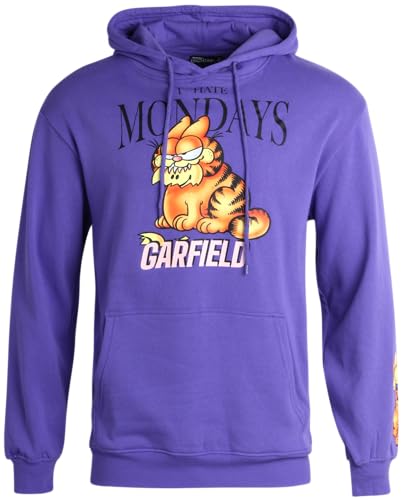 Nickelodeon Herren Garfield Sweatshirt Neuheit Cartoon Hoodie Sweatshirt Lässiges Fleece Sweatshirt für Männer (S-XL), Violett, Small von Nickelodeon