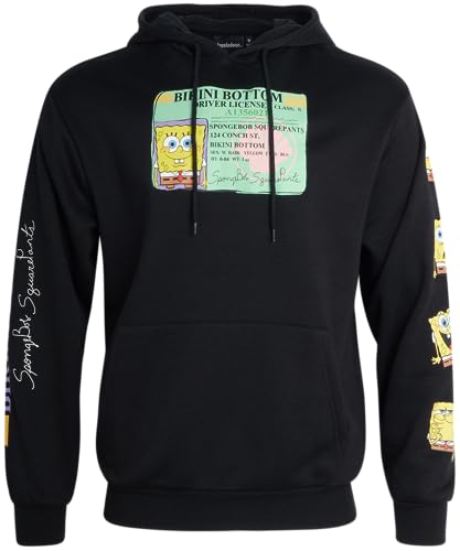 Nickelodeon Herren SpongeBob und Patrick Fleece Sweatshirt - Männer und Frauen Unisex Pullover Hoodie (Größe: S-XL), Spongebob Schwarz, Large von Nickelodeon