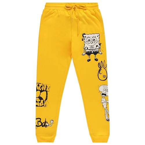 Nickelodeon Herren Spongebob Schwammkopf Jogginghose – Spongebob Herren Fleece Jogger Sweatpants – Spongebob, Patrick, Squidward Sweatpants, Gold, Groß von Nickelodeon