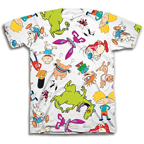 Nickelodeon Herren T-Shirt 90er Jahre, klassisch, Rugrats & Hey Arnold Vintage - weiß - X-Groß von Nickelodeon