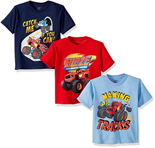 Nickelodeon Jungen Blaze & Monster Machines Set, 3er-Pack T-Shirt, Rot/Königsblau/Himmelblau, 4 Jahre von Nickelodeon