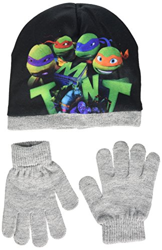 Nickelodeon Jungen Ninja Tortlues Tmnt Mütze & Handschuh-Set Ninja Tortlues Tmnt, Grey (L Grey), 2.5 von Nickelodeon