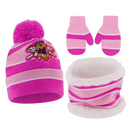 Nickelodeon Mädchen Wintermütze, Schal und Kinderhandschuhe oder Kleinkinder, Paw Patrol Baby Beanie Winter-Zubehör, Hot Pink – Fäustlinge-Set, Alter 2-4 von Nickelodeon