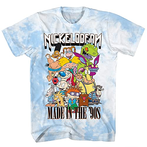 Nickelodeon Mens 90s Cartoon Shirt - Rugrats Hey Arnold Ren & Stimpy Rocko's Modern Life Tie Dye T-Shirt (Light Blue Dye, Small) von Nickelodeon