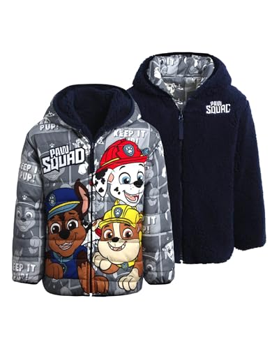 Nickelodeon Paw Patrol Chase and Marshall Jungen Wendejacke mit Sherpa-Fleece-Futter (2T-7), Marineblau/grau, 3 Jahre von Nickelodeon