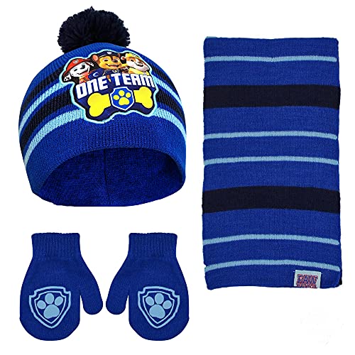 Nickelodeon Jungen Toddler Winter Hat, Scarf and Kids Gloves Or Mittens Mütze für kaltes Wetter, Blaue Fäustlinge, 2-4 Jahre von Nickelodeon