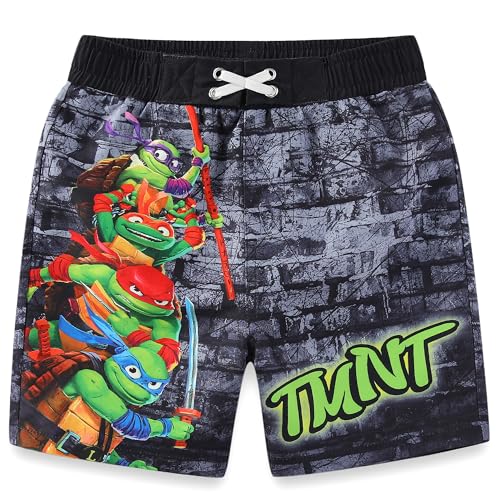Nickelodeon Teenage Mutant Ninja Turtles Jungen Badehose mit LSF 50+, Badeanzug für große Kinder, Schwarz, 6 von Nickelodeon