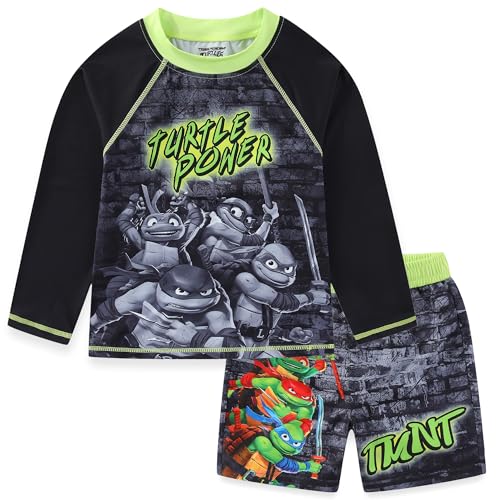 Nickelodeon Teenage Mutant Ninja Turtles Jungen UPF 50+ Rashguard und Badehose für große Kinder, Schwarz, 5 von Nickelodeon