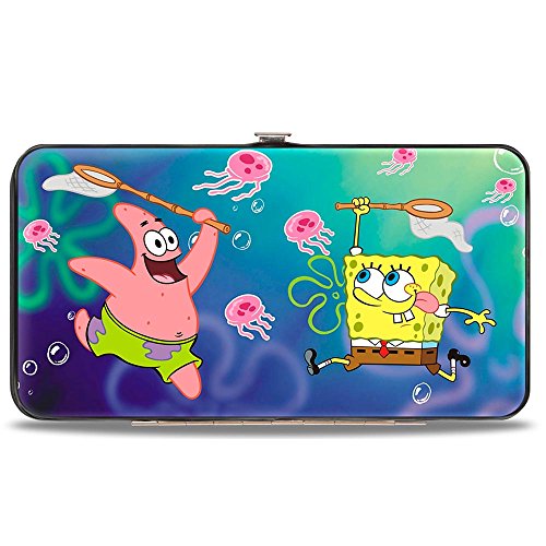 Nickelodeon Unisex Erwachsene Buckle-down Scharnier - Patrick Seestern & Spongebob Quallen + Geldbörse mit Quallen Catch Pose Spongebob Squarepants, 7 x 4 US von Buckle-Down