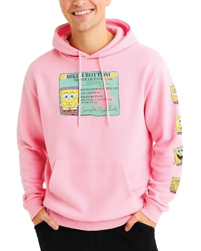 Nickelodeon Unisex Spongebob Squarepants Fleece Sweatshirt - Herren und Damen Pullover Hoodie, Spongebob Pink, Large von Nickelodeon