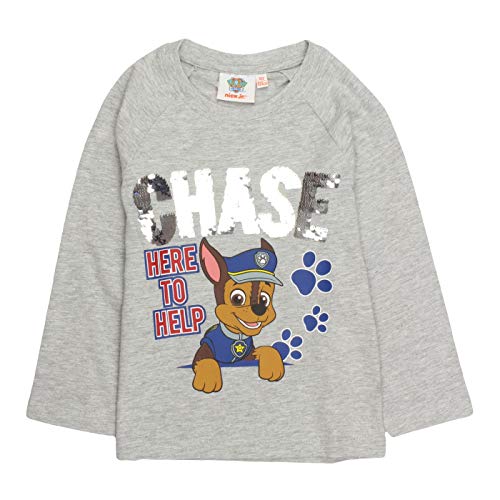 Paw Patrol Langarmshirt Chase mit Wendepailletten grau (128) von Nickelodeon