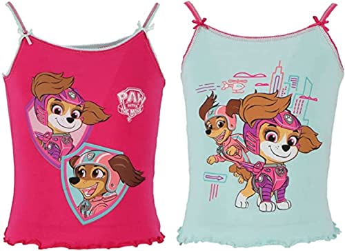 Paw Patrol Unterhemd für Mädchen Kinder Tank Top Hemdchen Unterwäsche Rosa/Türkis -110(2er Pack) von Nickelodeon