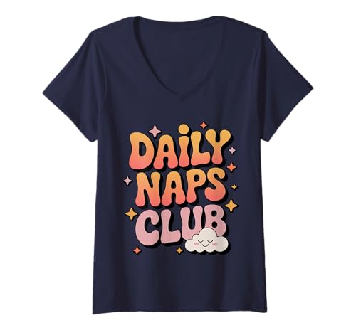 Damen Daily Naps Club Süßes Nickerchen und Mittagsschlaf Design T-Shirt mit V-Ausschnitt von Nickerchen & Mittagsschlaf - Daily Naps Club