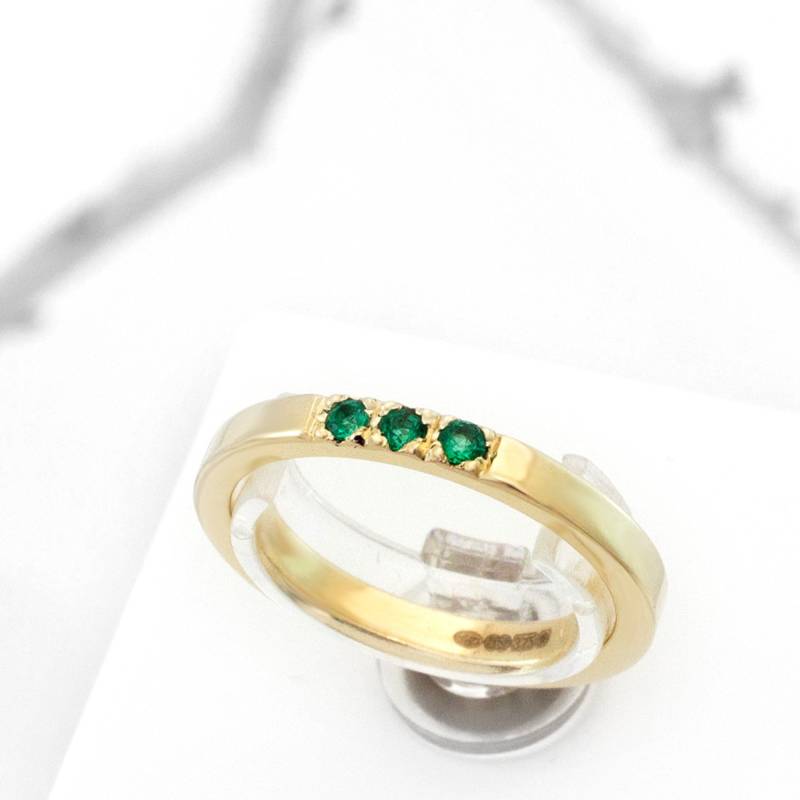 9Ct Gold Smaragd Ring Moderner Ehering von NickolasJewellery