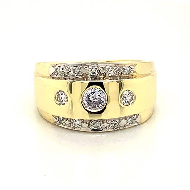 1.00 Ct F/Si1 Herren Rund Brillantschliff Diamant Pinky Ring 14K Gelbgold von NicksFineJewelry