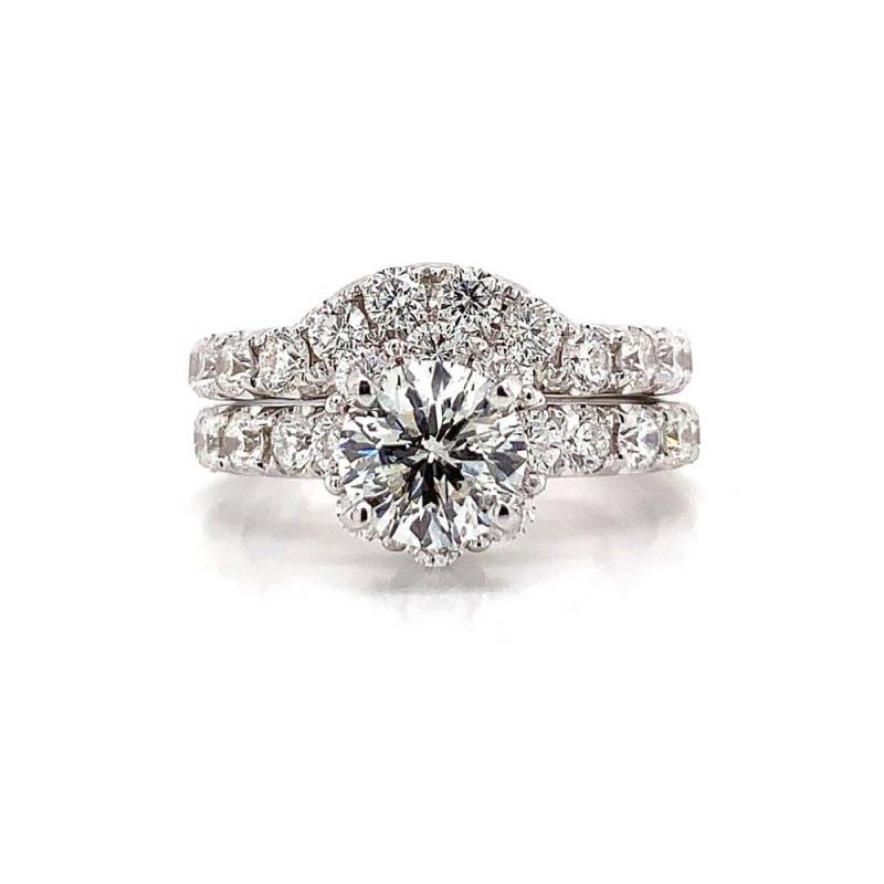 1.51 Cttw H/Si2 Runde Diamant Form Passform Verlobung Hochzeit Set 14K Weißgold von NicksFineJewelry