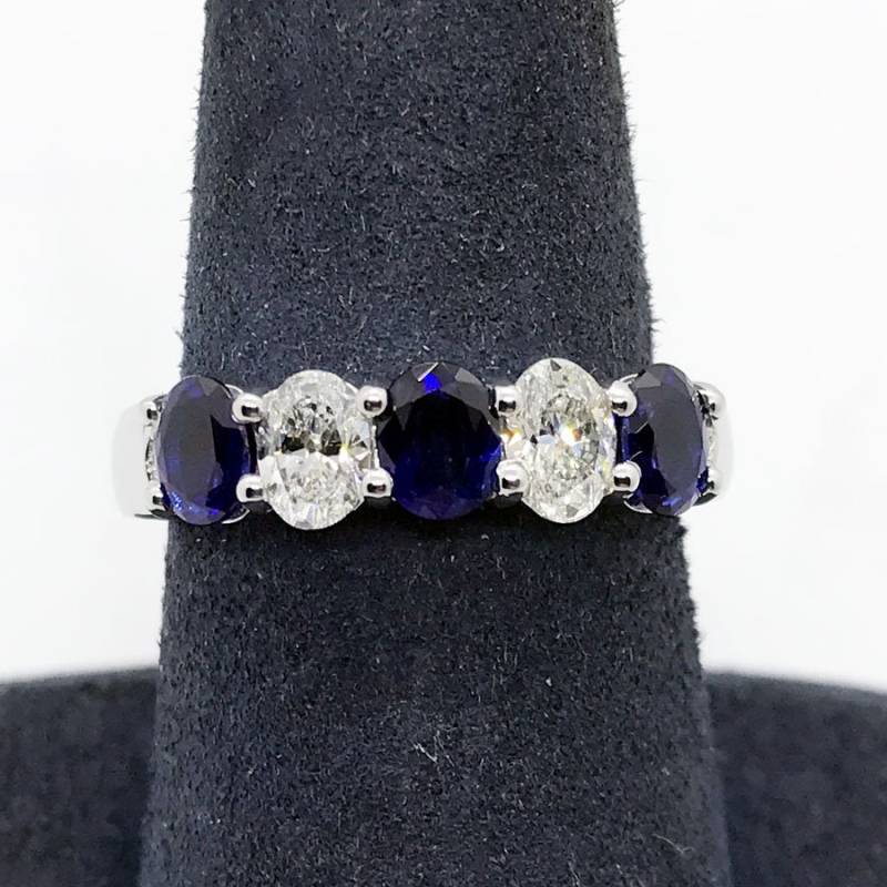 1.70 Ct Tw Oval Cut Saphir & Diamant Ring 14K Weißgold von NicksFineJewelry