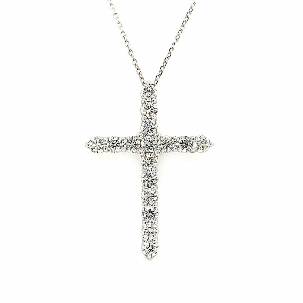 2.50 Ct F/Si-1 Rund Brillantschliff Diamant Kreuz Anhänger Halskette 14K Weißgold von NicksFineJewelry