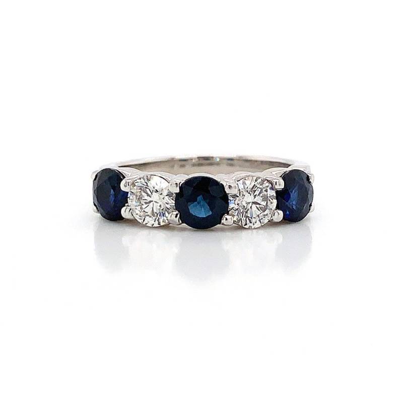 2.70 Ct Tw Rundschliff Blauer Saphir & Diamant Hochzeitsband in Platin 2.70 Ct Tw Rundschliff Blauer Saphir & Diamant Hochzeitsband in Platin von NicksFineJewelry