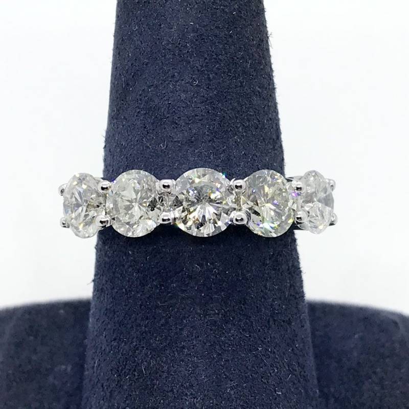 3, 50 Cttw G/Si-1 Rundschliff Diamant Fünf Stein Hochzeitsband 14K Weißgold von NicksFineJewelry