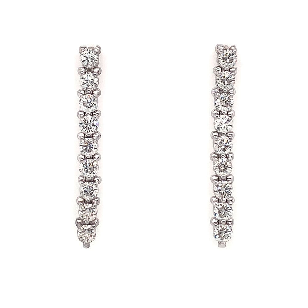 3.00 Cttw F/Si-1 Runde Diamant Tennis Stil Tropfen Ohrringe 14K Weißgold von NicksFineJewelry