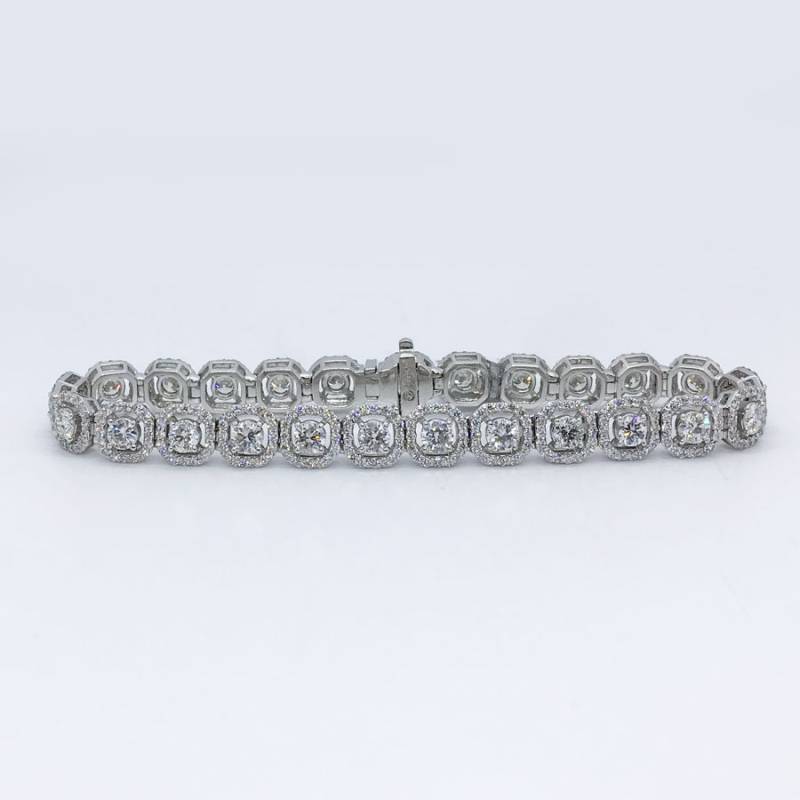 7.00 Ct Tw F/Si-1 Rundschliff Diamant Halo Tennis Armband 14K Weißgold von NicksFineJewelry