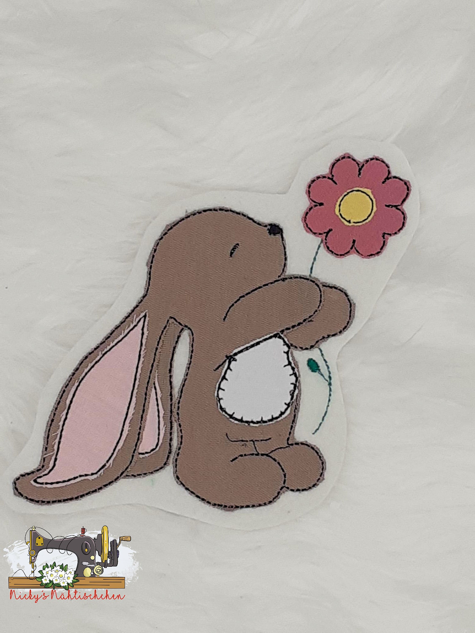 Bügelpatch Hase Mit Blume | Aufnäher Häschen Patch Für Kinder, Kleidung & Schultüte Handmade, Appliziert Bügelpatch Hase Mit Blume | Aufnäher Häschen Patch Für Kinder, Kleidung & Schultüte Handmade, Appliziert von NickysNaehtischchen