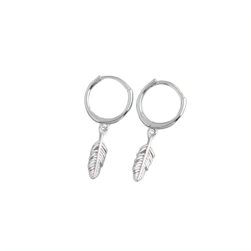 NicoWerk Damen Silber Ohrringe Feder aus 925 Sterling Silber Kreis Schmal Schlicht Filigran Ethno Glänzend SOR453 von NicoWerk