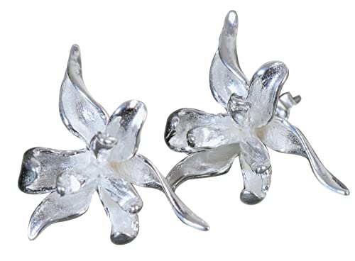 NicoWerk Damen Silber Ohrstecker Blume aus 925 Sterling Silber Schwertlilien Floral Verspielt Filigran SOS490 von NicoWerk