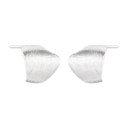 NicoWerk Damen Silber Ohrstecker Gebürstet aus 925 Sterling Silber Matt Gewölbt Schlicht Asymmetrisch Edel Elegant Breit SOS537 von NicoWerk