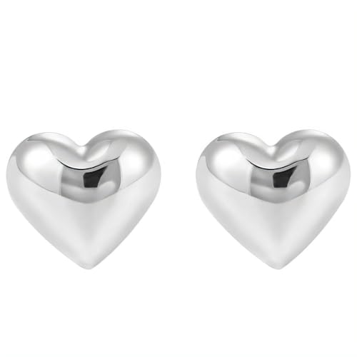 NicoWerk Damen Silber Ohrstecker Herz aus 925 Sterling Silber Glatt Glänzend Schlicht Filigran SOS544 von NicoWerk