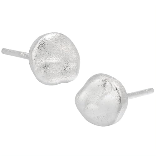 NicoWerk Damen Silber Ohrstecker Kreis aus 925 Sterling Silber Rund mit Struktur Schlicht Matt Rustikal SOS539 von NicoWerk