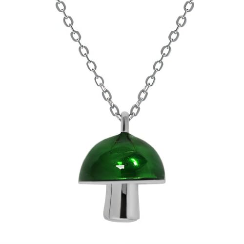 NicoWerk Damen Silberkette Pilz aus 925 Sterling Silber Grün Glänzend Ausgefallen Glatt SKE707 von NicoWerk