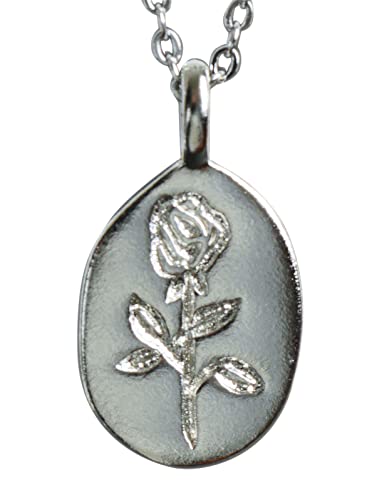 NicoWerk Damen Silberkette Rose aus 925 Sterling Silber Schlicht Edel Oval Plättchen Matt Verspielt Blume SKE608 von NicoWerk