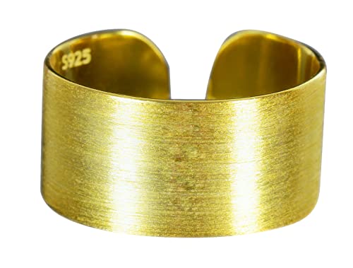 NicoWerk Damen Silberring Bandring aus 925 Sterling Silber Golden Gebürstet Matt Breit Schlicht Verstellbar Offen SRI746 von NicoWerk