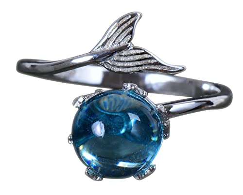 NicoWerk Damen Silberring Delfin aus 925 Sterling Silber Schmal Blau Meer Glänzend Verspielt Tierisch Auffällig Verstellbar Offen SRI906 von NicoWerk