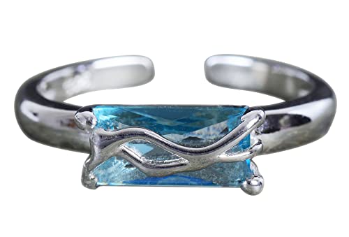 NicoWerk Damen Silberring Edel aus 925 Sterling Silber Schlicht mit Stein Blau Elegant Zirkonia Verstellbar Offen SRI765 von NicoWerk