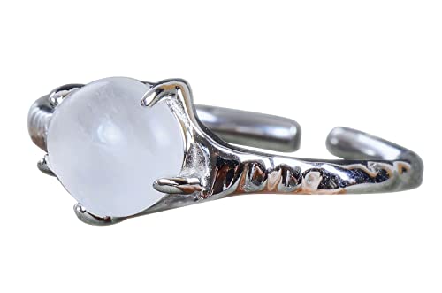 NicoWerk Damen Silberring Edel aus 925 Sterling Silber Schmal Schlicht Bergkristall mit Stein Verstellbar Offen SRI784 von NicoWerk