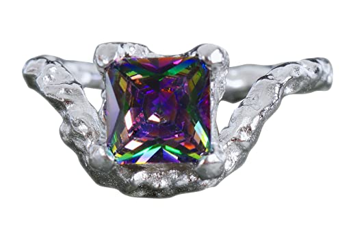 NicoWerk Damen Silberring Elegant aus 925 Sterling Silber Edel mit Stein Funkelnd Eklatant Struktur Zirkonia Verstellbar Offen SRI797 von NicoWerk