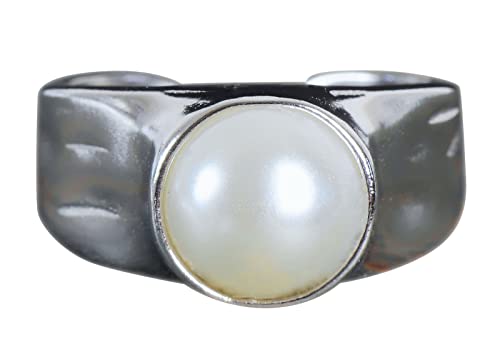 NicoWerk Damen Silberring Perle aus 925 Sterling Silber Breit Glanzmatt mit Riss Schlicht Verstellbar Offen SRI759 von NicoWerk