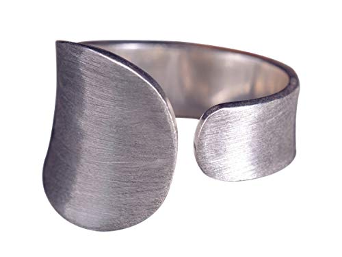 NicoWerk Damen Silberring Schlicht aus 925 Sterling Silber Dezent Oval Gebürstet Matt Verstellbar Offen SRI323 von NicoWerk