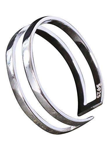 NicoWerk Ring Silber 925 Damen – Schlichter Silberring Damen 925 Silber, schmaler doppelreihiger Bandring, glatt, durchbrochen, verstellbar und offen – Silber Ringe 925 Frauen - SRI637 von NicoWerk